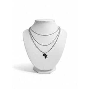 Izzy & Liv Silver Plated Layered Necklace Africa Elephant Nefertiti Pendants